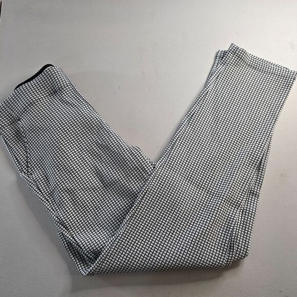 Max Studio Dress Pants Women's M Grey Black White Check Flat Front Pockets - Picture 9 of 16